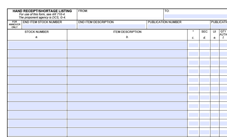 DA FORM 2062 Fillable Army Pubs 2062 PDF DA Forms 2024