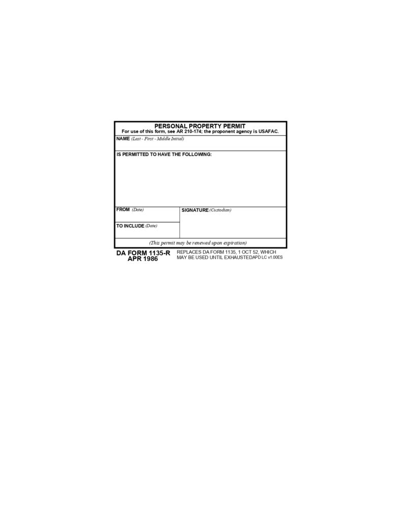DA FORM 1135-R - Personal Property Permit (LRA)_page-0001