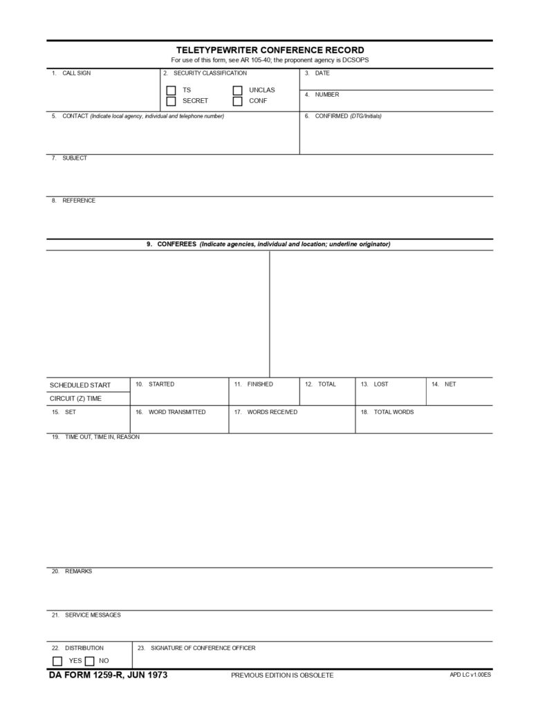 DA FORM 1259-R - Teletypewriter Conference Record (LRA)_page-0001