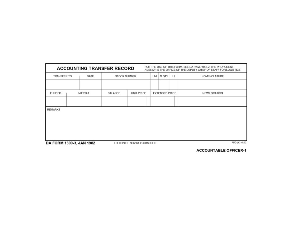 DA FORM 1300-3 - Summary Accounting Transfer Record Of Supply Item_page-0001