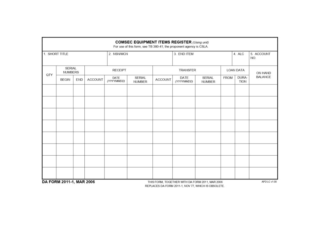 DA FORM 2011-1 - Comsec Equipment Items Register (Using Unit)_page-0001