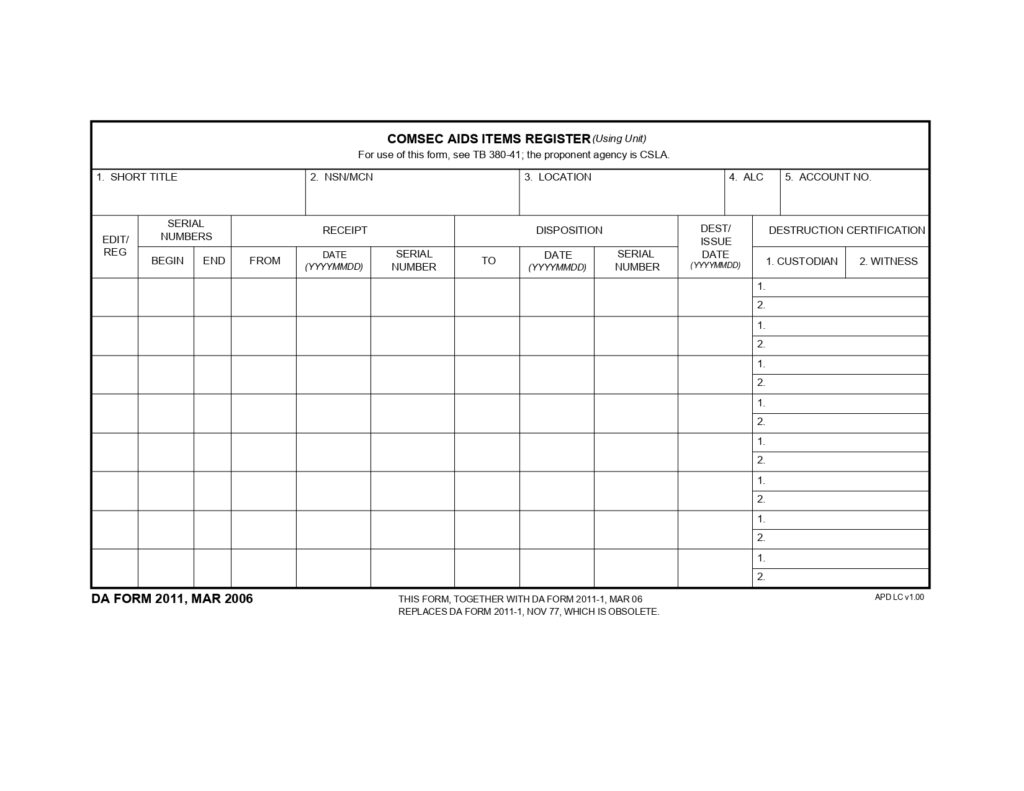 DA FORM 2011 - Comsec Aids Items Register (Using Unit)_page-0001