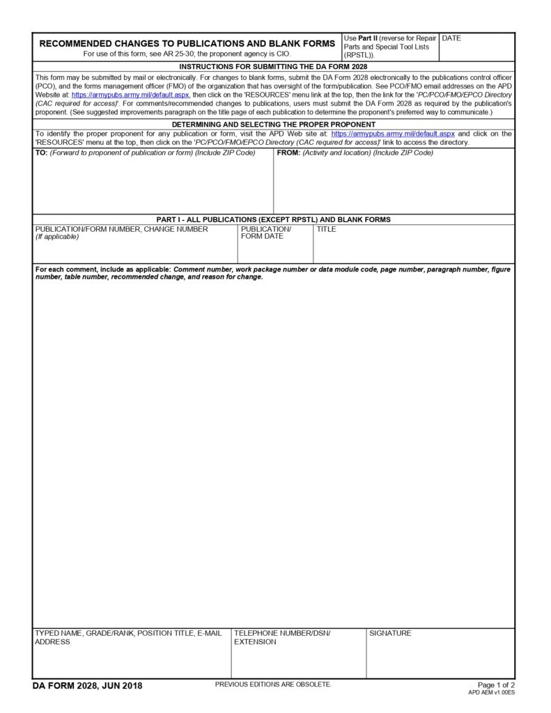 DA FORM 2028 - Recommended Changes To Publications And Blank Forms_page-0001