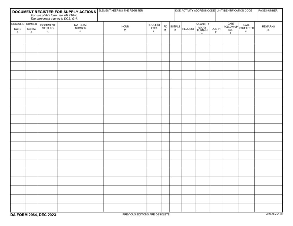 DA FORM 2064 - Document Register For Supply Actions_page-0001