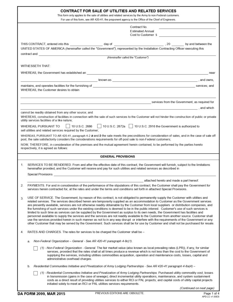 DA FORM 2099 - Contract For Sale Of Utilities And Related Services_page-0001