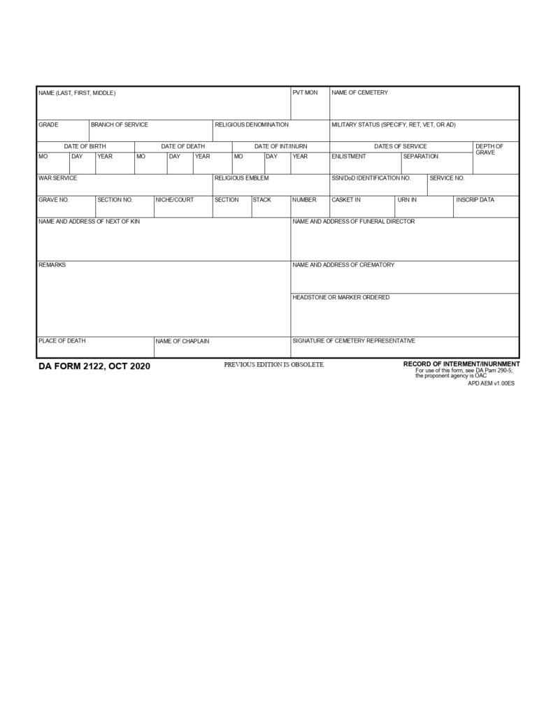 DA FORM 2122 - Record Of Interment-Inurnmen_page-0001