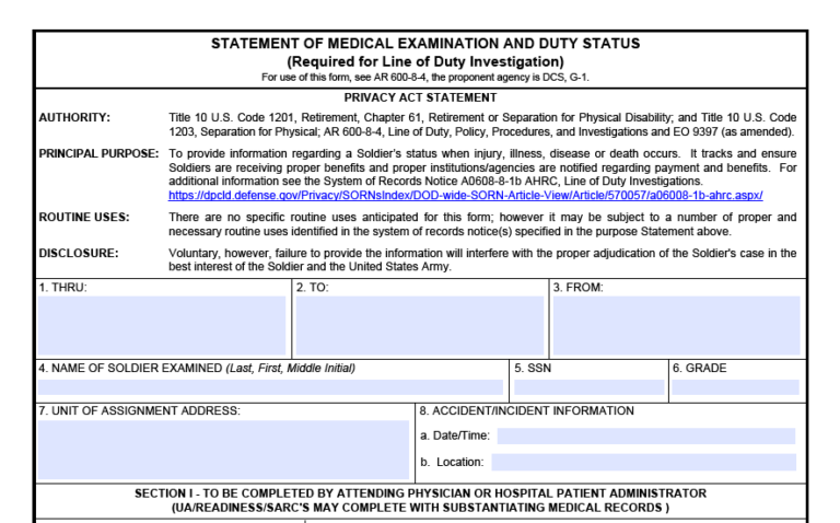 DA FORM 2173 Fillable - Army Pubs 2173 PDF | DA Forms 2024