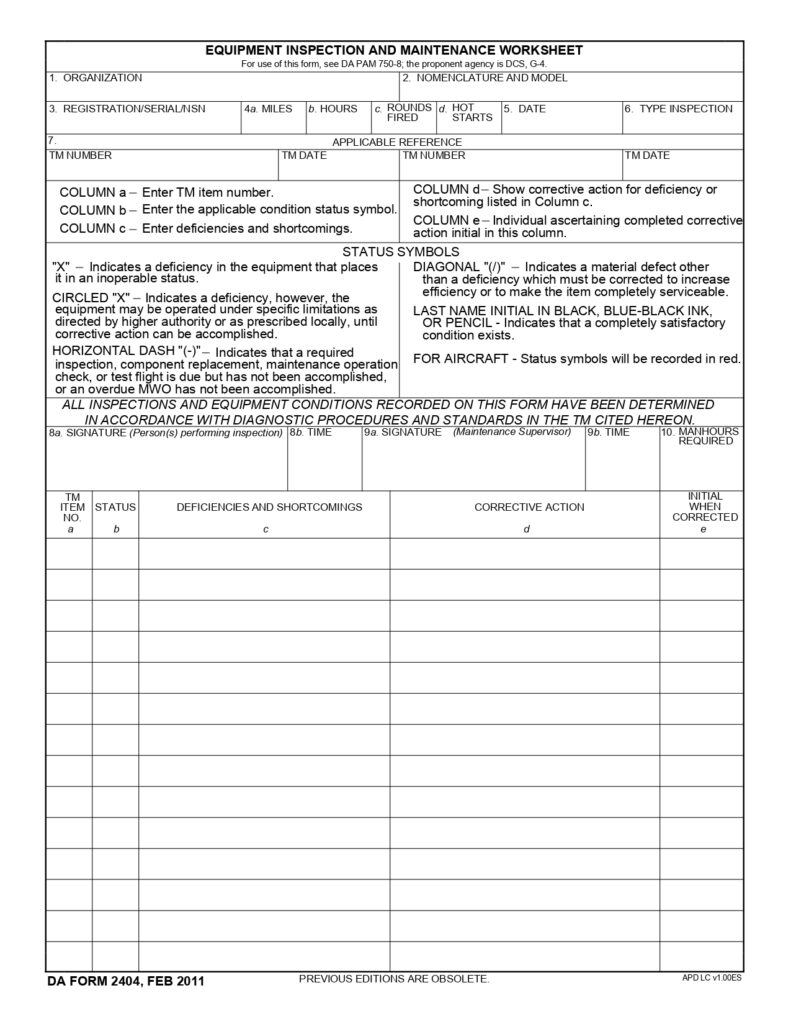 DA FORM 2404 - Equipment Inspection And Maintenance Worksheet_page-0001