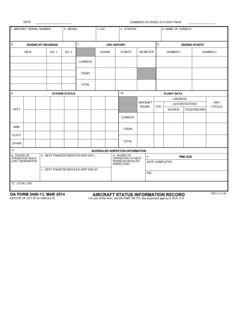 DA FORM 2408-13 - Aircraft Status Information Record_page-0001