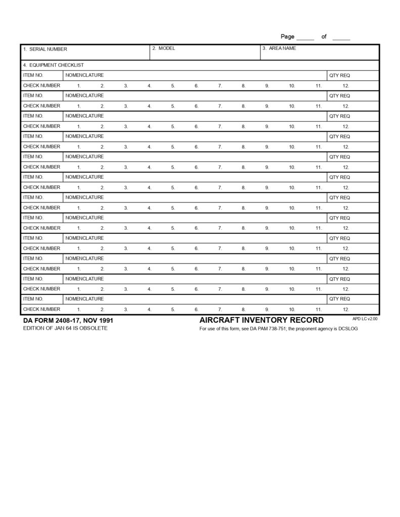 DA FORM 2408-17 - Aircraft Inventory Record_page-0001