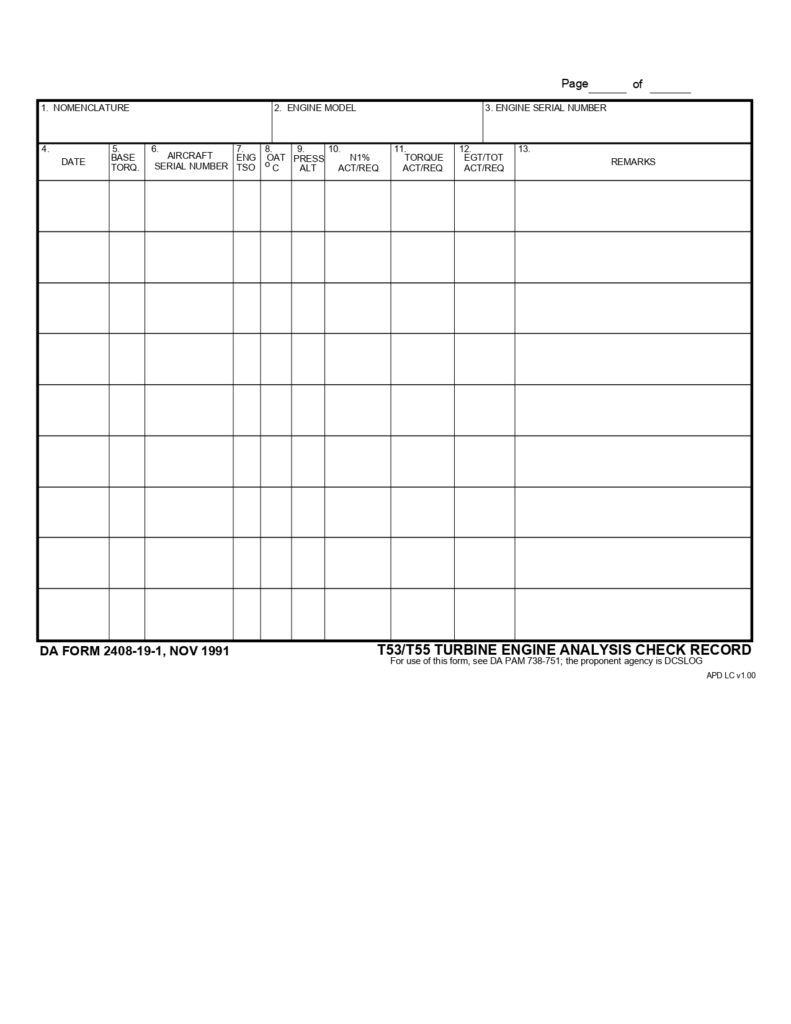 DA FORM 2408-19-1 - T53-T55 Turbine Engine Analysis Check Record_page-0001