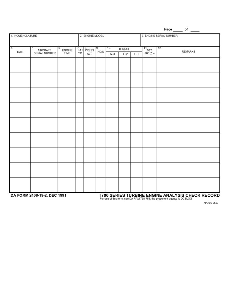 DA FORM 2408-19-2 - T700 Series Turbine Engine Analysis Check Record_page-0001