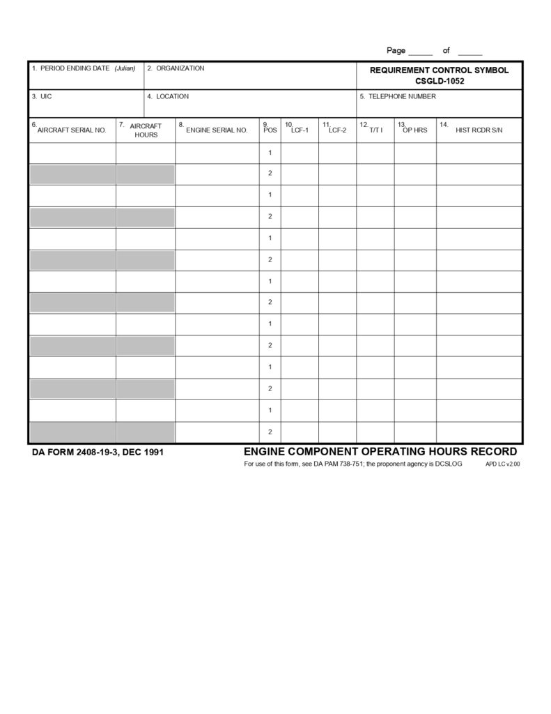 DA FORM 2408-19-3 - Engine Conponent Operating Hours Record_page-0001