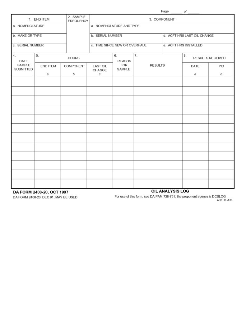 DA FORM 2408-20 - Oil Analysis Log_page-0001