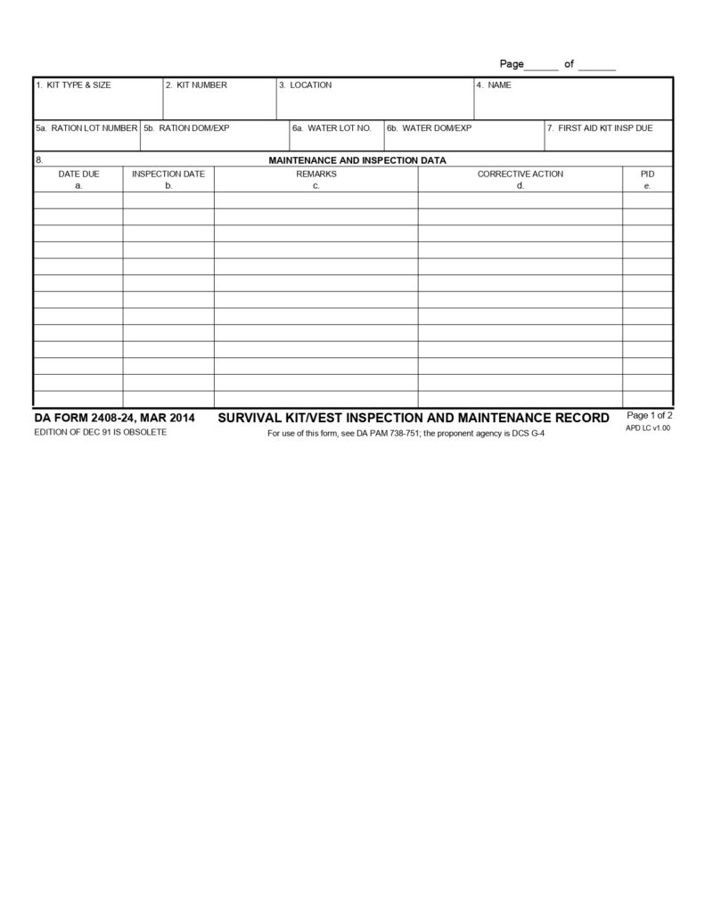 DA FORM 2408-24 - Survival Kit-Vest Inspection And Maintenance Record_page-0001