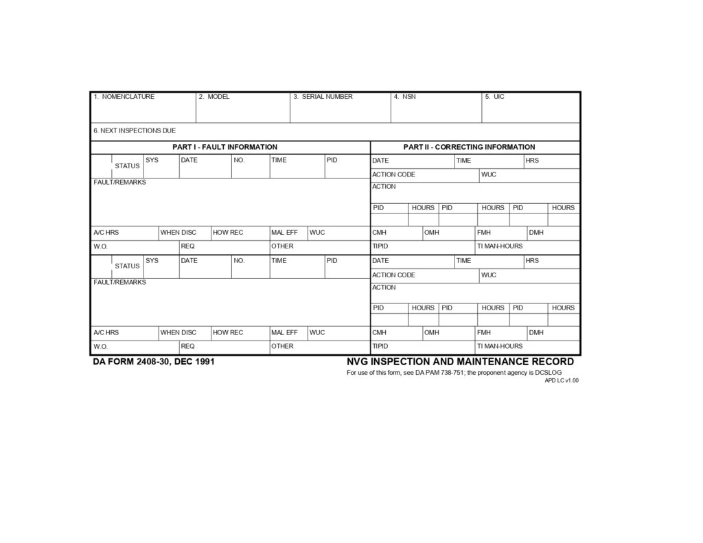 DA FORM 2408-30 - NVG Inspection And Maintenance Record_page-0001