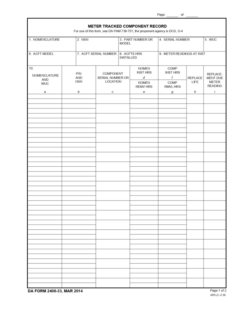 DA FORM 2408-33 - Meter Tracked Component Record_page-0001