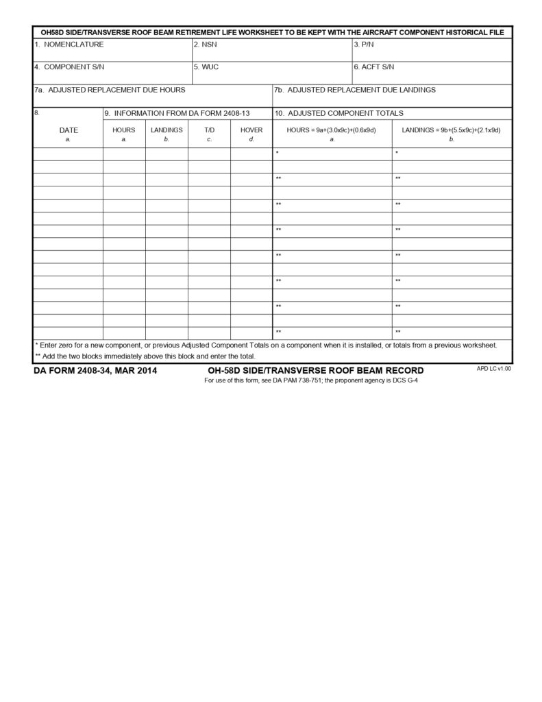 DA FORM 2408-34 - OH-58D Side-Transverse Roof Beam Record_page-0001