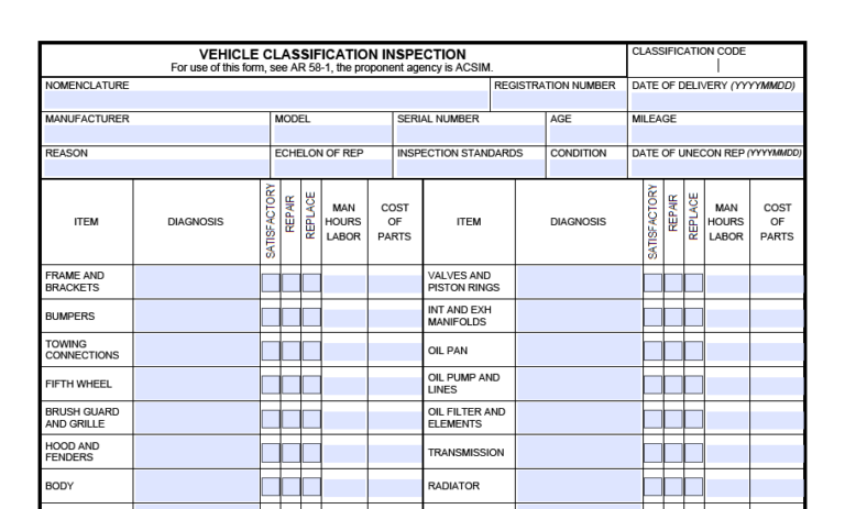 DA FORM 461-5 Fillable - Army Pubs 461-5 PDF | DA Forms 2025