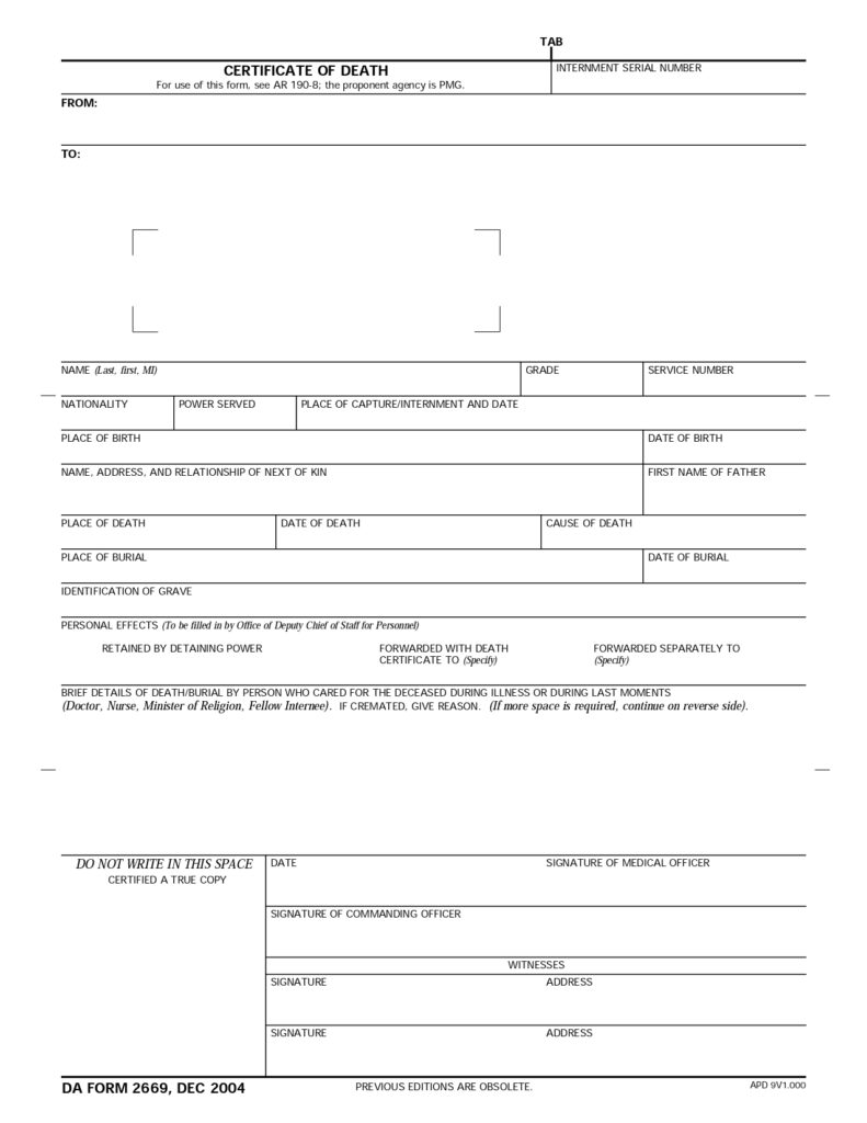 DA FORM 2669 - Certificate Of Death_page-0001