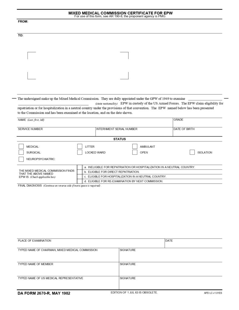 DA FORM 2670-R - Mixed Medical Commission Certificate For EPW (LRA)_page-0001