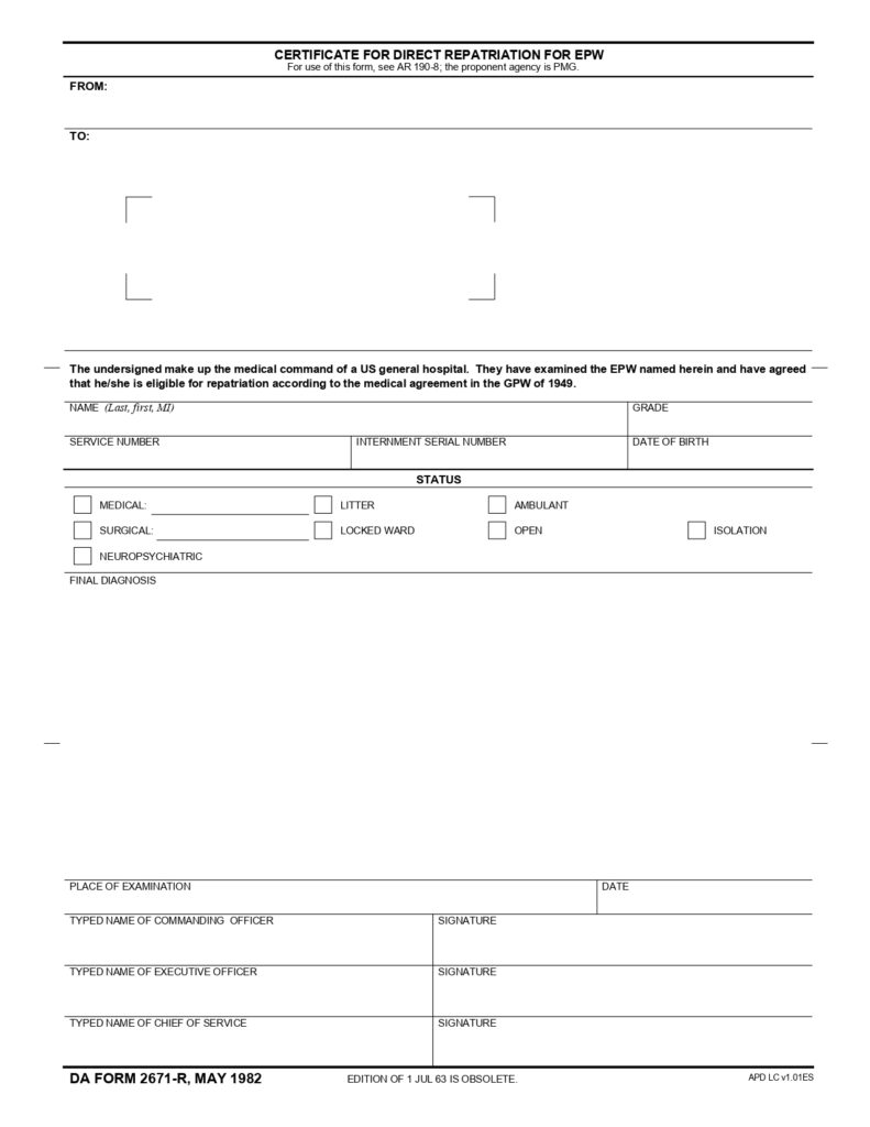 DA FORM 2671-R - Certificate Of Direct Repatriation For EPW (LRA)_page-0001