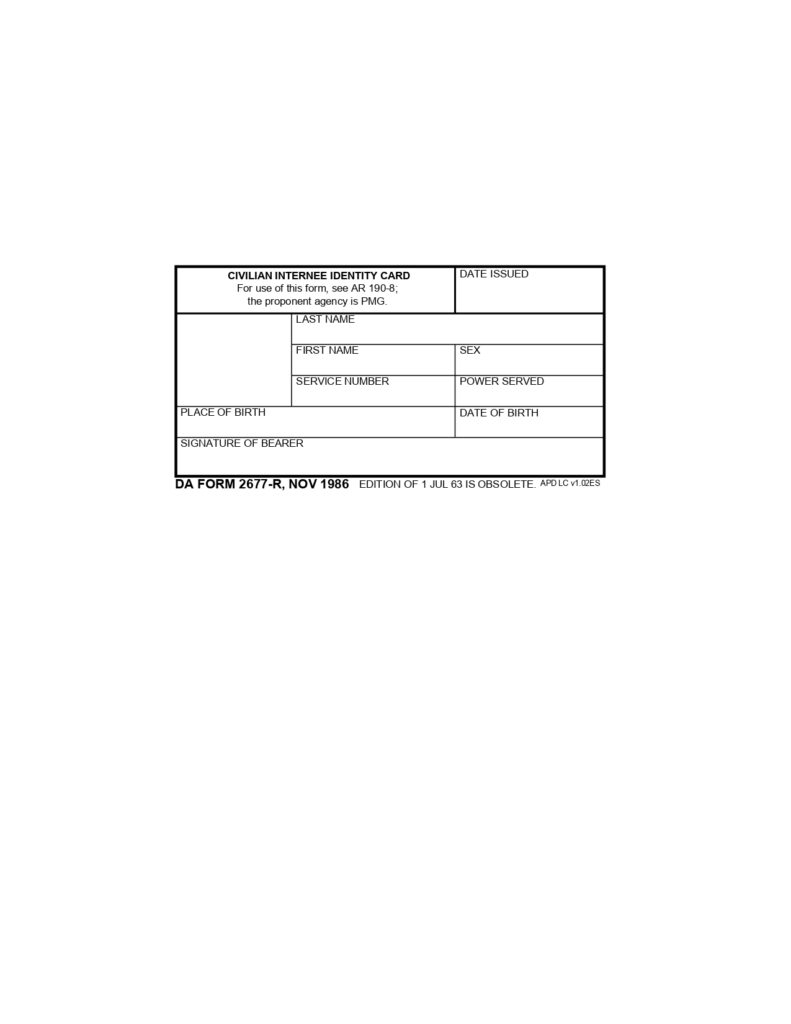 DA FORM 2677-R - United States Army Civilian Internee Identity Card (LRA)_page-0001