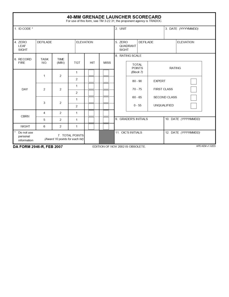 DA FORM 2946-R - 40-MM Grenade Launcher Scorecard_page-0001