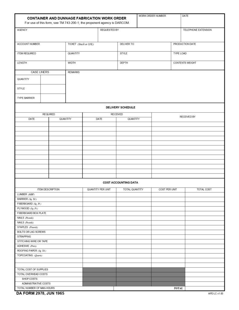 DA FORM 2978 - Container And Dunnage Fabrication Work Order_page-0001