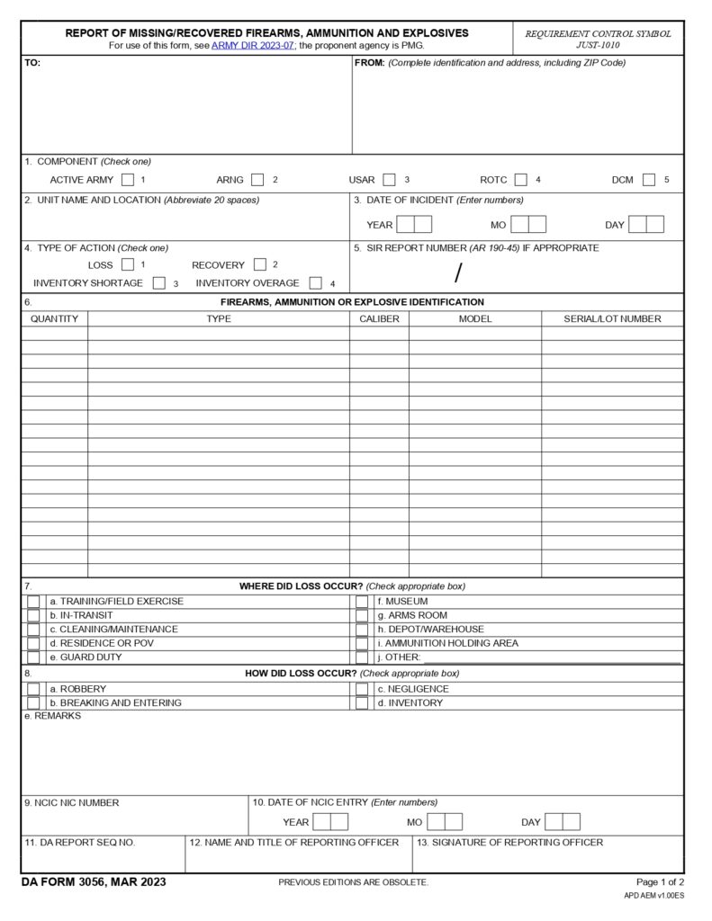 DA FORM 3056 - Report Of Missing-Recovered Firearms, Ammunition And Explosives_page-0001