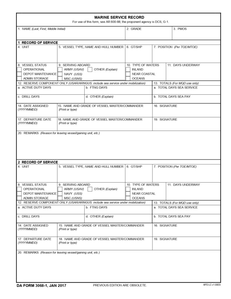 DA FORM 3068-1 - Marine Service Record_page-0001