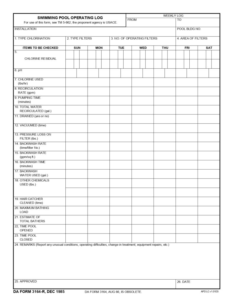 DA FORM 3164-R - Swimming Pool Operating Log (LRA)_page-0001