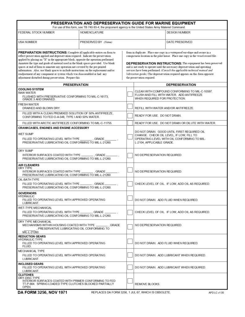 DA FORM 3256 - Preservation And Depreservation Guide For Marine Equipment_page-0001