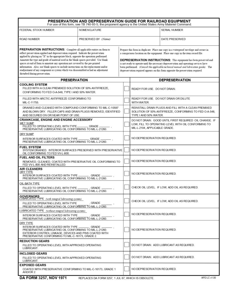 DA FORM 3257 - Preservation And Depreservation Guide For Railroad Equipment_page-0001