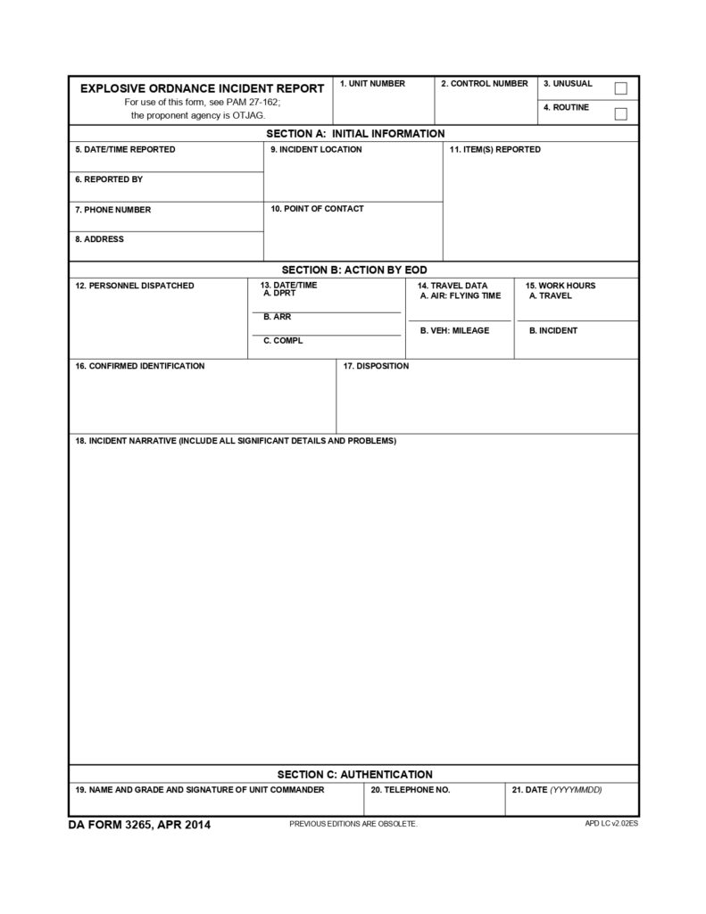 DA FORM 3265 - Explosive Ordnance Incident Report_page-0001