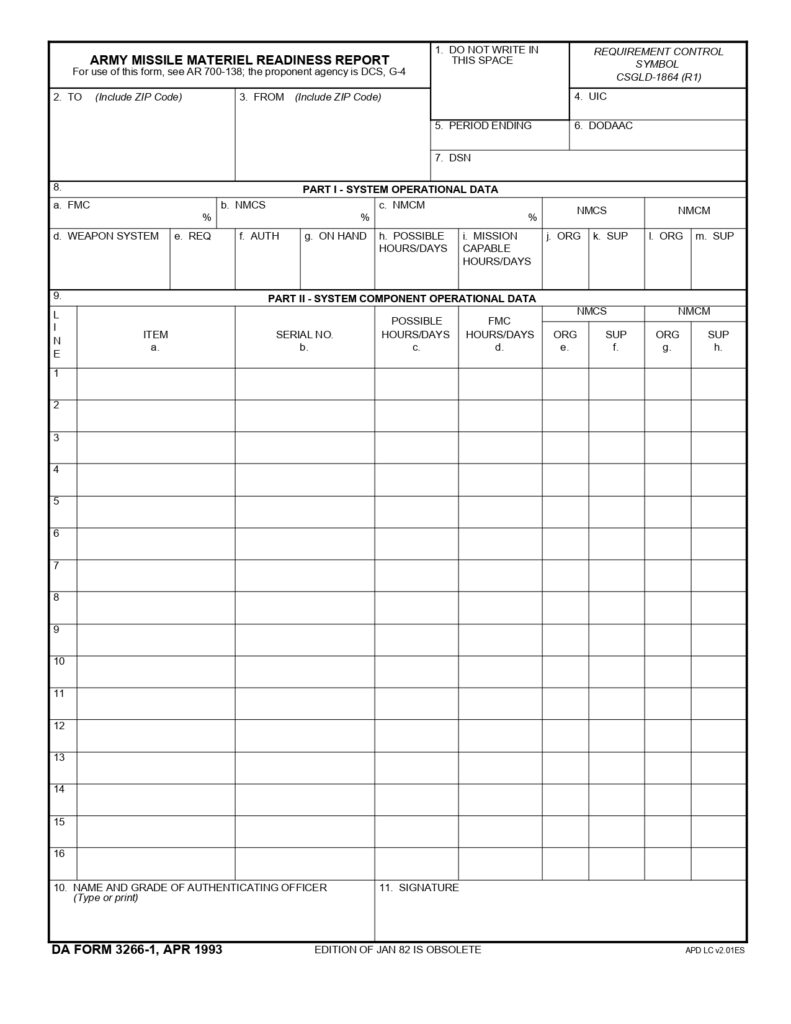 DA FORM 3266-1 - Army Missile Materiel Readiness Report_page-0001