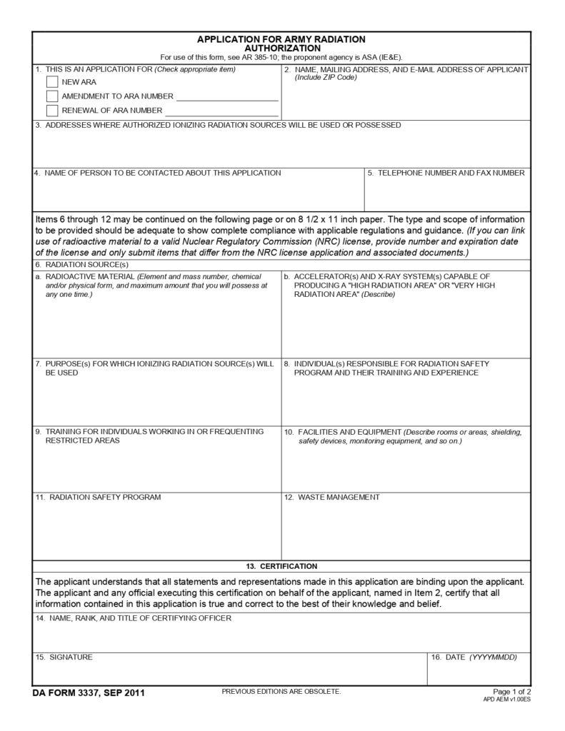 DA FORM 3337 - Application For Army Radiation Authorization_page-0001