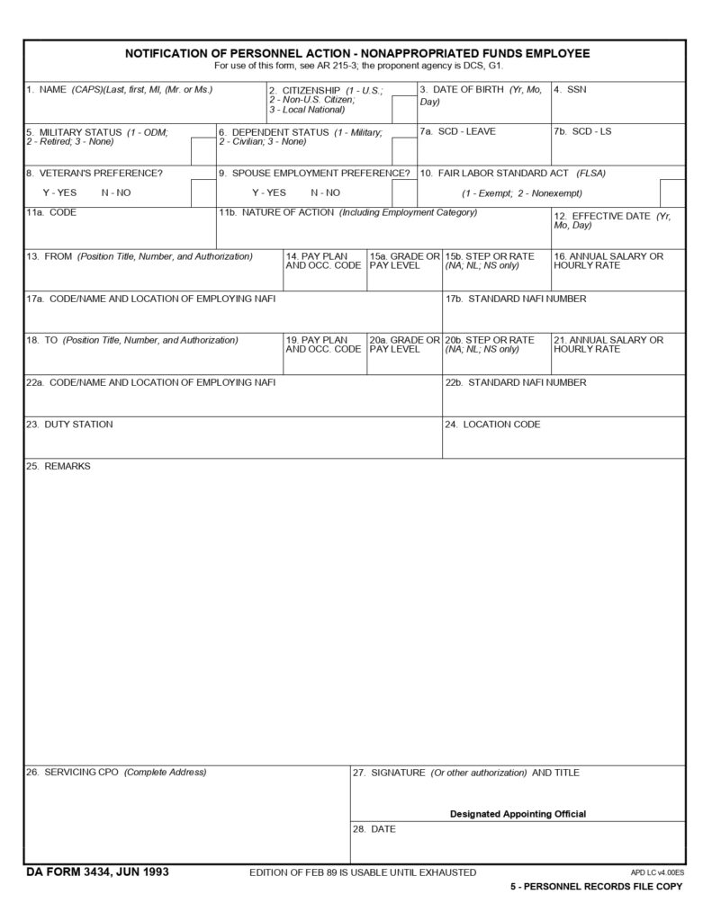 DA FORM 3434 Fillable - Army Pubs 3434 PDF | DA Forms 2026