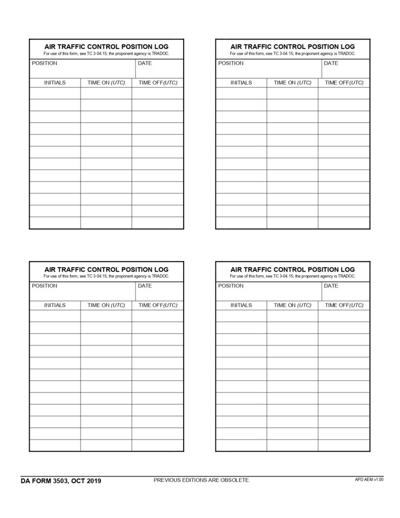 DA FORM 3503 - Air Traffic Control Position Log_page-0001