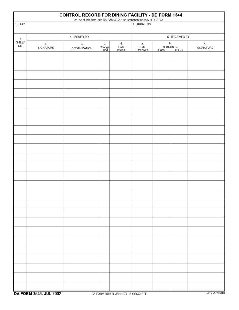 DA FORM 3546 - Control Record For Dining Facility_page-0001