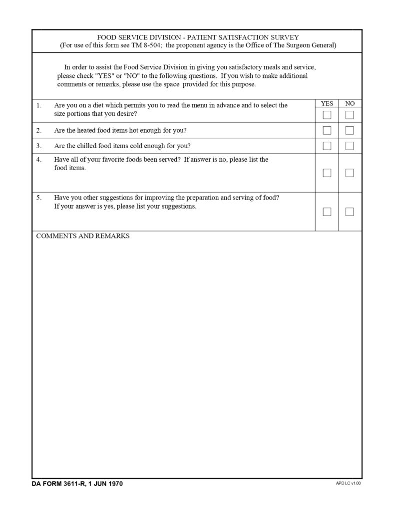 DA FORM 3611-R - Food Service Division-Patient Satisfaction Survey (LRA)_page-0001