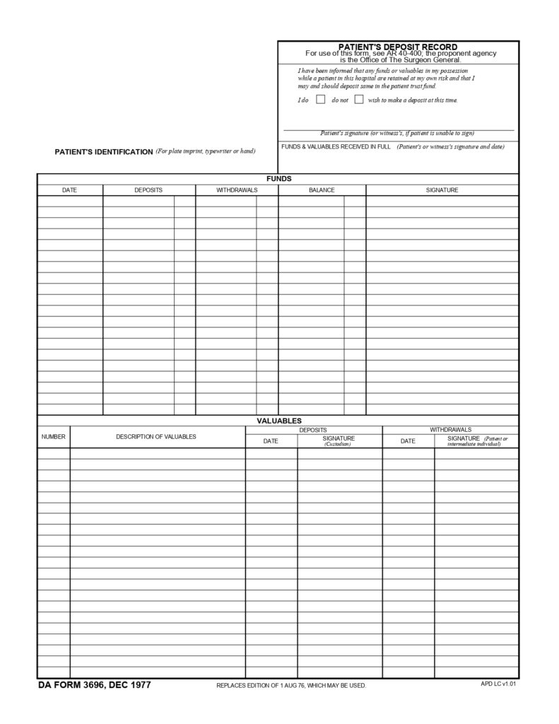 DA FORM 3696 - PatientS Deposit Record_page-0001