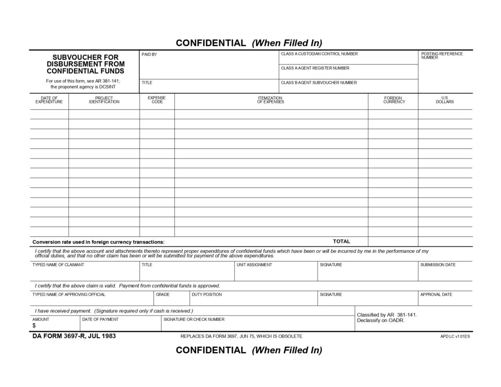 DA FORM 3697-R - Subvoucher For Distribution From Confidential Funds (LRA)_page-0001