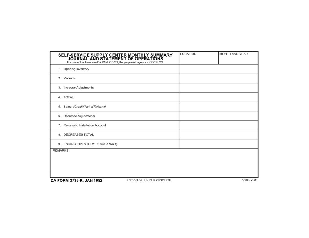 DA FORM 3735-R - Self-Service Supply Center Monthly Summary Journal And Statement Of Operations (LRA)_page-0001