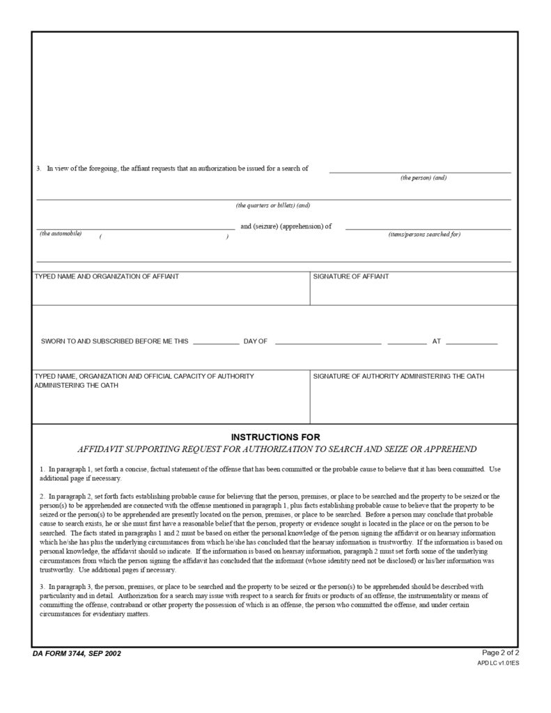 DA FORM 3744 - Affidavit Supporting Request For Authorization To Search And Seize Or Apprehend_page-0002