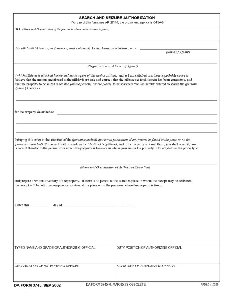 DA FORM 3745 - Search And Seizure Authorization_page-0001