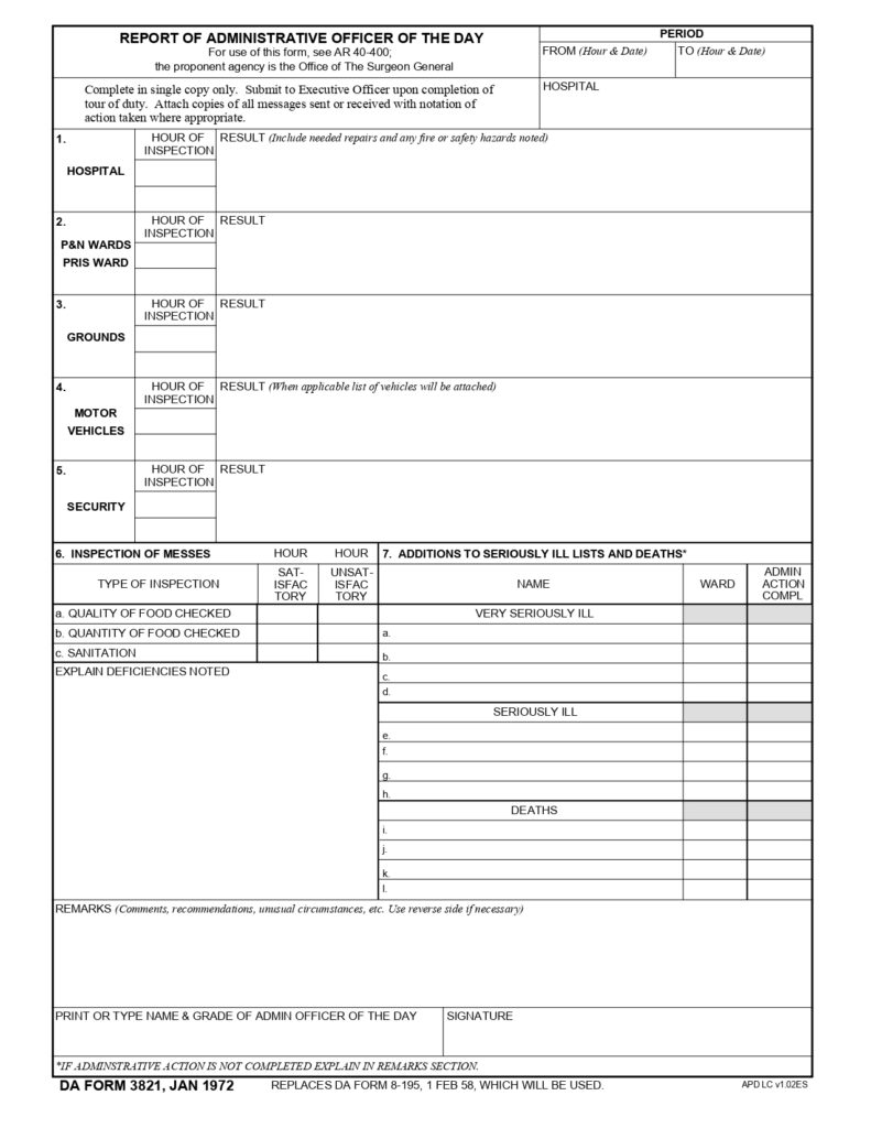 DA FORM 3821 - Report Of Administrative Officer Of The Day_page-0001