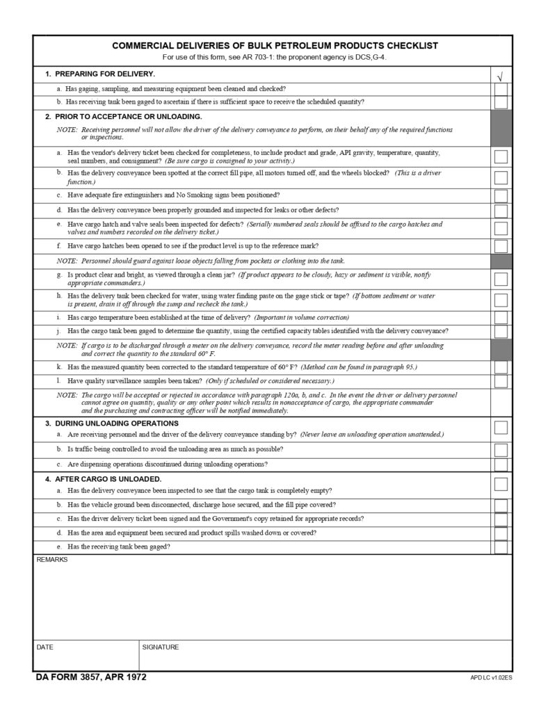 DA FORM 3857 - Commercial Deliveries Of Bulk Petroleum Products Checklist_page-0001