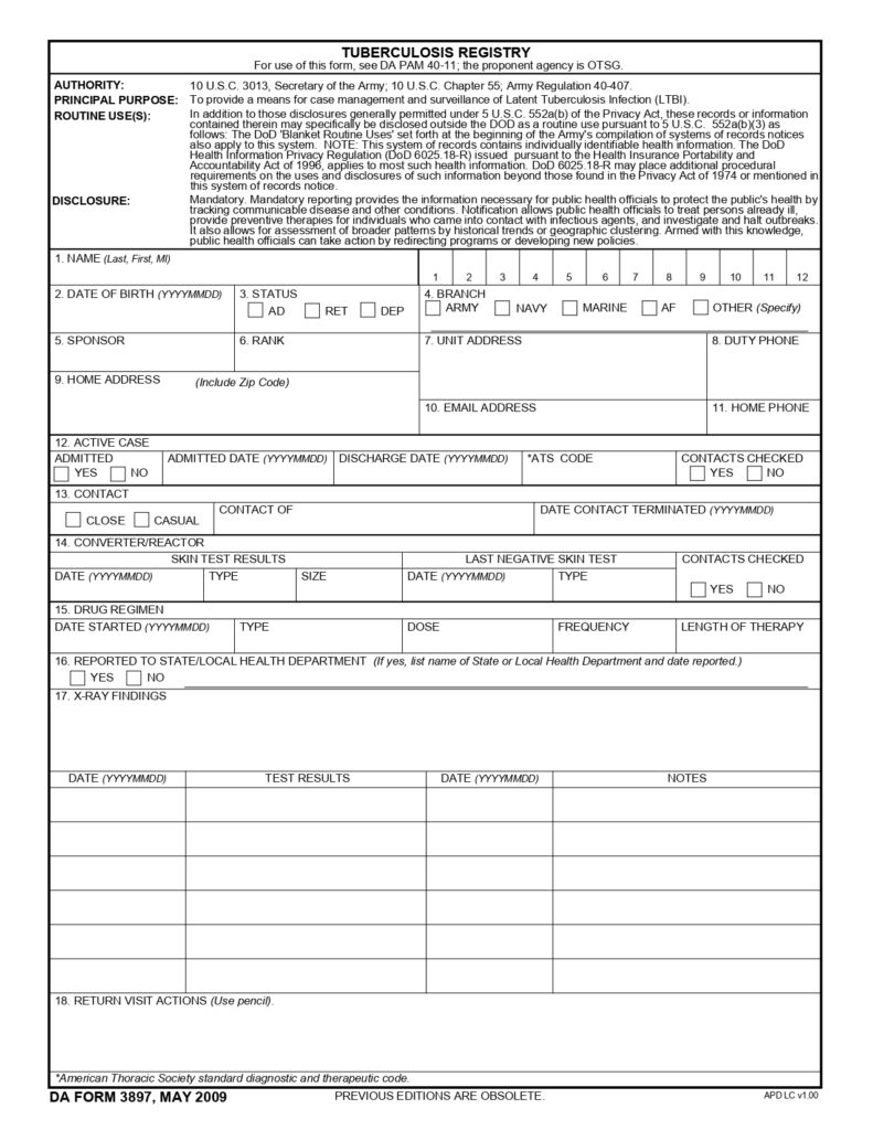 DA FORM 3897 - Tuberculosis Registry_page-0001