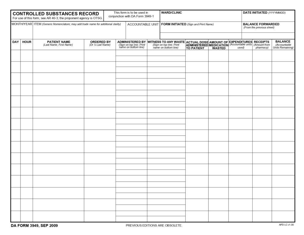 DA FORM 3949 - Controlled Substances Record_page-0001